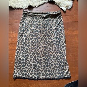 Express Leopard-Print Midi Skirt in Brown and Black